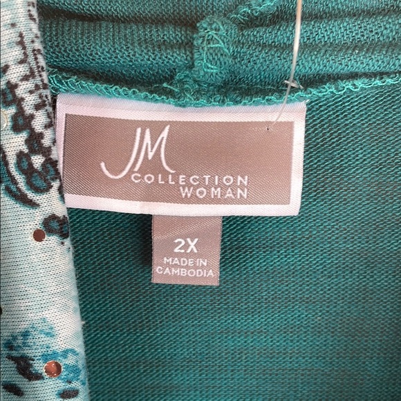 JM Collection Woman Teal Open Front Cardigan with Scarf New with tags. Plus 2X - Picture 3 of 10